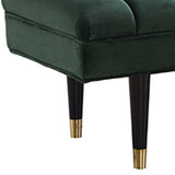 Benzara Rectangular Bench with Vertical Plush Tufted Seat and Tubular Legs, Green BM211215 Green Solid Wood and Fabric BM211215
