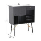 Benzara Transitional Buffet with 3 Open Shelves and Hinged Door Storage, Black BM211219 Black Solid wood, Veneer, Metal BM211219