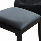 Benzara Transitional Fabric Upholstered Dining Chair with Textured Back, Black - Set of 2 BM211224 Black Solid wood, Fabric BM211224