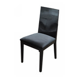 Benzara Transitional Fabric Upholstered Dining Chair with Textured Back, Black - Set of 2 BM211224 Black Solid wood, Fabric BM211224