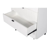 Benzara Wooden 5 Drawer Chest with Bar Pulls and Metal Straight Legs, White BM211227 White Solid wood, Metal BM211227