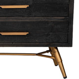 Benzara 6 Drawer Wooden Dresser with Bar Handles and Angled Legs, Black and Gold BM211228 Black, Gold Solid wood, Metal BM211228