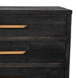 Benzara 6 Drawer Wooden Dresser with Bar Handles and Angled Legs, Black and Gold BM211228 Black, Gold Solid wood, Metal BM211228