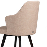Benzara Fabric Curved Back Dining Chair with Sloped Arms, Set of 2, Brown and Beige BM211246 Beige, Brown Solid wood, Veneer, Fabric BM211246