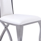 Benzara Leatherette Dining Chair with Metal Cabriole Legs, Set of 2,Black and White BM211247 Black, White Faux Leather, Metal BM211247