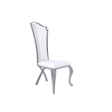 Leatherette Dining Chair with Metal Cabriole Legs, Set of 2,Black and White