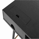 Benzara 1 Storage Drawer Transitional Office Desk with Knob Pulls, Black and Gold BM211254 Black, Gold Solid wood, Veneer, Metal BM211254