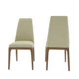 Leatherette Dining Chair with Wooden Straight Legs,Set of 2,Brown and Gray