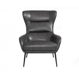 Benzara Curved Back Leatherette Lounge Chair with Metal Tubular Legs, Dark Gray BM211260 Gray Metal, Solid wood, Leatherette BM211260