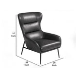 Benzara Curved Back Leatherette Lounge Chair with Metal Tubular Legs, Dark Gray BM211260 Gray Metal, Solid wood, Leatherette BM211260