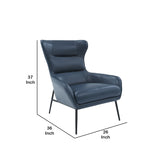Benzara Curved Back Leatherette Lounge Chair with Metal Tubular Legs, Blue BM211261 Blue Metal, Solid wood, Leatherette BM211261