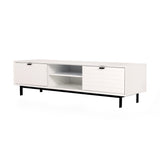 Benzara 2 Storage Drawer Transitional Style TV Stand with Metal Legs, White BM211265 White Solid wood, Metal BM211265