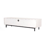 Benzara 2 Storage Drawer Transitional Style TV Stand with Metal Legs, White BM211265 White Solid wood, Metal BM211265