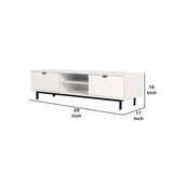 Benzara 2 Storage Drawer Transitional Style TV Stand with Metal Legs, White BM211265 White Solid wood, Metal BM211265