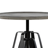Benzara Round Wooden Bar Table with Adjustable Height and Angled Legs, Dark Gray BM211272 Gray Solid wood, Metal, Concrete BM211272