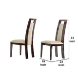 Benzara Leatherette Dining Chair with Sloped Backrest, Set of 2, Beige and Brown BM211274 Brown, Beige Solid wood, Leatherette BM211274
