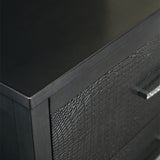 Benzara 5 Drawer Wooden Chest with Embossed Textured Details, Dark Gray BM213197 Gray Solid Wood, Engineered Wood BM213197