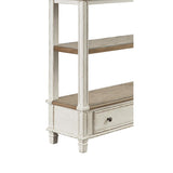Benzara Wooden Bookcase with 4 Tier Shelves and Bottom Drawer, Brown and White BM213228 Brown and White Wood BM213228