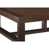 Benzara Grained Wooden Frame Cocktail Table with Trestle Base, Dark Brown BM213239 Brown Solid Wood, Veneer and Engineered Wood BM213239