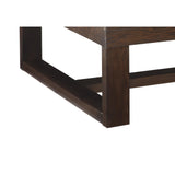 Benzara Grained Wooden Frame Cocktail Table with Trestle Base, Dark Brown BM213239 Brown Solid Wood, Veneer and Engineered Wood BM213239