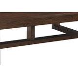 Benzara Grained Wooden Frame Cocktail Table with Trestle Base, Dark Brown BM213239 Brown Solid Wood, Veneer and Engineered Wood BM213239