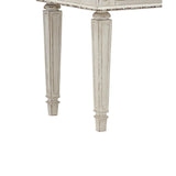 Benzara Antiqued Wooden Mirror Stool Set with Square Tapered Legs, White and Brown BM213248 White and Brown Wood BM213248