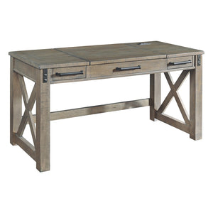 Benzara Wooden Lift Top Desk with Textured Finish and Drawers, Gray BM213256 Gray Wood, Metal BM213256