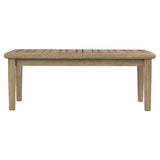 Benzara Rectangular Wooden Frame Cocktail Table with Plank Tabletop, Teak Brown BM213274 Brown Solid Wood BM213274