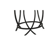 Benzara Contemporary Round Table Set with Glass Top and Geometric Metal Body, Black BM213280 Black Metal and Glass BM213280