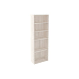 Transitional Wooden Bookcase with 5 Shelves, Washed White