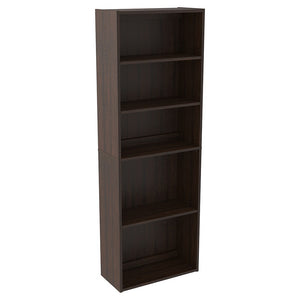 Benzara Transitional Wooden Bookcase with 5 Shelves, Espresso Brown BM213285 Brown Engineered Wood BM213285