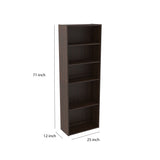 Benzara Transitional Wooden Bookcase with 5 Shelves, Espresso Brown BM213285 Brown Engineered Wood BM213285
