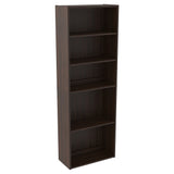 Transitional Wooden Bookcase with 5 Shelves, Espresso Brown