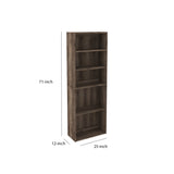 Benzara Transitional Wooden Bookcase with 5 Shelves, Brown BM213286 Brown Engineered Wood BM213286