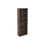 Transitional Wooden Bookcase with 5 Shelves, Brown