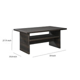 Benzara Rectangular Wicker Woven Aluminum Frame Table with Open Shelf, Dark Brown BM213289 Brown Metal and Wicker BM213289