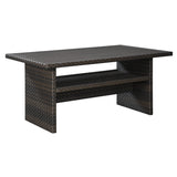 Rectangular Wicker Woven Aluminum Frame Table with Open Shelf, Dark Brown