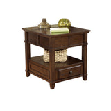 1 Drawer Lift Top End Table with Open Bottom Shelf and Power Hub, Brown