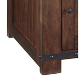 Benzara 1 Door Wooden End Table with 1 Cubby and Power Hub, Brown BM213294 Brown Veneer, Solid Wood, Engineered Wood BM213294