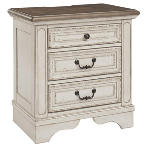 Benzara Transitional Wooden Three Drawer Nightstand with Open Platform Top, White BM213305 White Wood, Metal BM213305