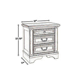 Benzara Transitional Wooden Three Drawer Nightstand with Open Platform Top, White BM213305 White Wood, Metal BM213305