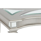 Benzara Rectangular Wooden Cocktail Table with Mirror Inserts, Silver BM213308 Silver Engineered Wood and Mirror BM213308