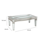 Benzara Rectangular Wooden Cocktail Table with Mirror Inserts, Silver BM213308 Silver Engineered Wood and Mirror BM213308