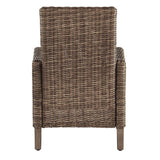 Benzara Handwoven Wicker Frame Fabric Upholstered Armchair,Set of 2,Beige and Brown BM213315 Beige and Brown Aluminum, Wicker, Fabric BM213315