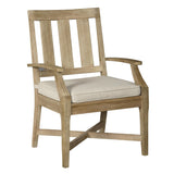 Benzara Wooden Armchair with Slatted Back and Fabric Seat, Set of 2, Beige BM213319 Beige Solid Wood, Fabric BM213319