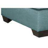 Benzara Square Fabric Upholstered Oversized Accent Ottoman with Block Legs, Blue BM213324 Blue Solid Wood and Fabric BM213324