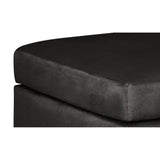 Benzara Square Fabric Upholstered Oversized Accent Ottoman with Block Legs, Black BM213329 Black Solid Wood and Fabric BM213329