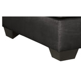 Benzara Square Fabric Upholstered Oversized Accent Ottoman with Block Legs, Black BM213329 Black Solid Wood and Fabric BM213329