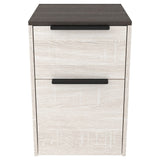 Benzara Two Tone Wooden File Cabinet with 2 File Drawers, Antique White and Gray BM213334 Gray and White Engineered Wood BM213334