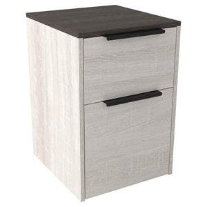 Benzara Two Tone Wooden File Cabinet with 2 File Drawers, Antique White and Gray BM213334 Gray and White Engineered Wood BM213334